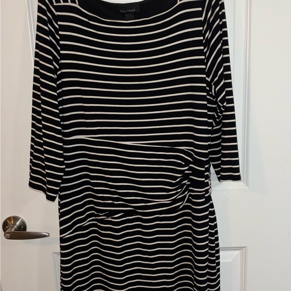 White House Black Market Black and White Striped Dress
